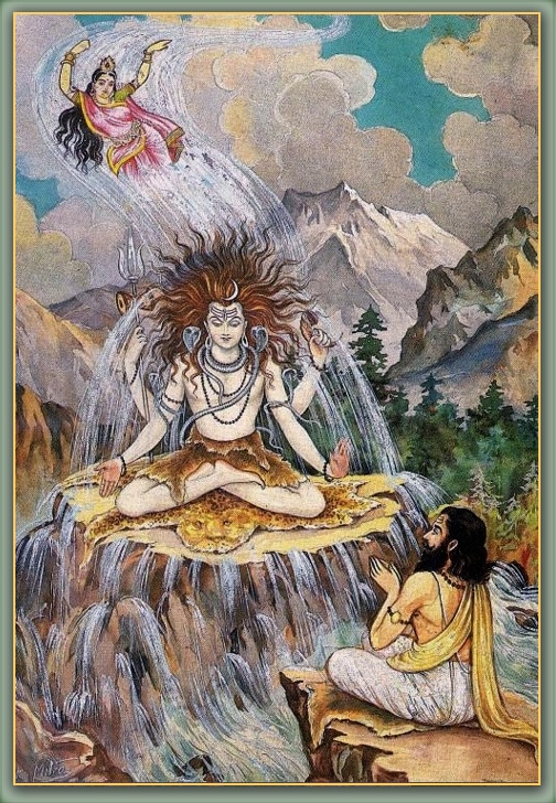 Ganga falls on Shiva's head