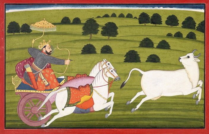 King Prithu chasing earth