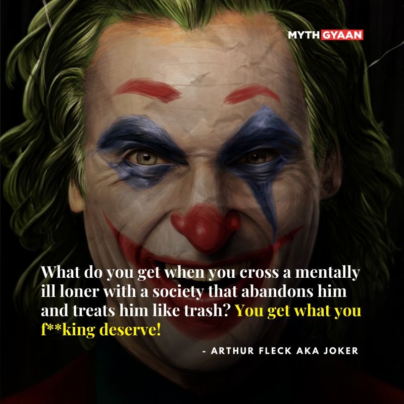 o que acontece quando se cruza um solitário doente mental com uma sociedade que o abandona e o trata como lixo? Tens o que mereces! - Joker Cita 2019-Arthur Fleck / Joaquin Phoenix Cita