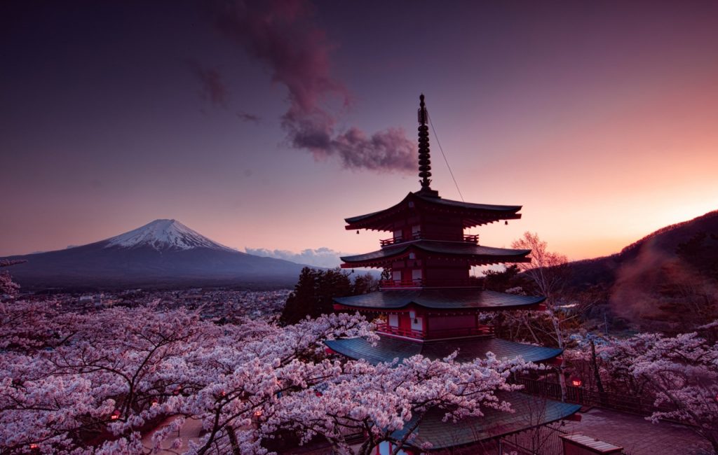Churei Tower Mount Fuji In Japan