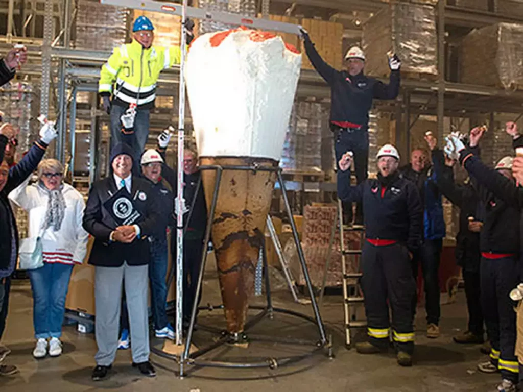 The world's tallest ice cream cone, according to the Guinness World Records, was created in Norway in 2015.