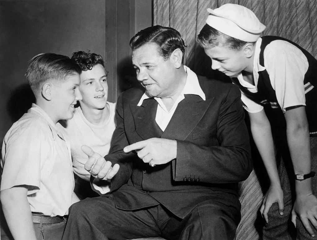 Babe Ruth with his young fans