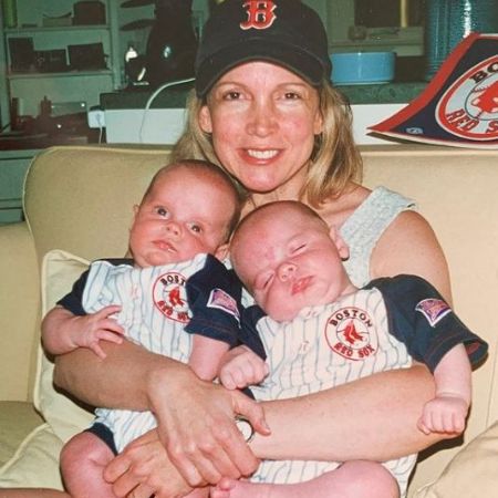 Caroline Smedvig and James Taylor are proud parents to twin boys, Rufus and Henry.