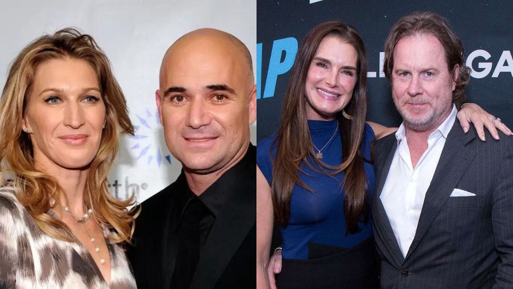 Steffi Graf and Andre Agassi (left) & Brooke Shields and Chris Henchy (right)